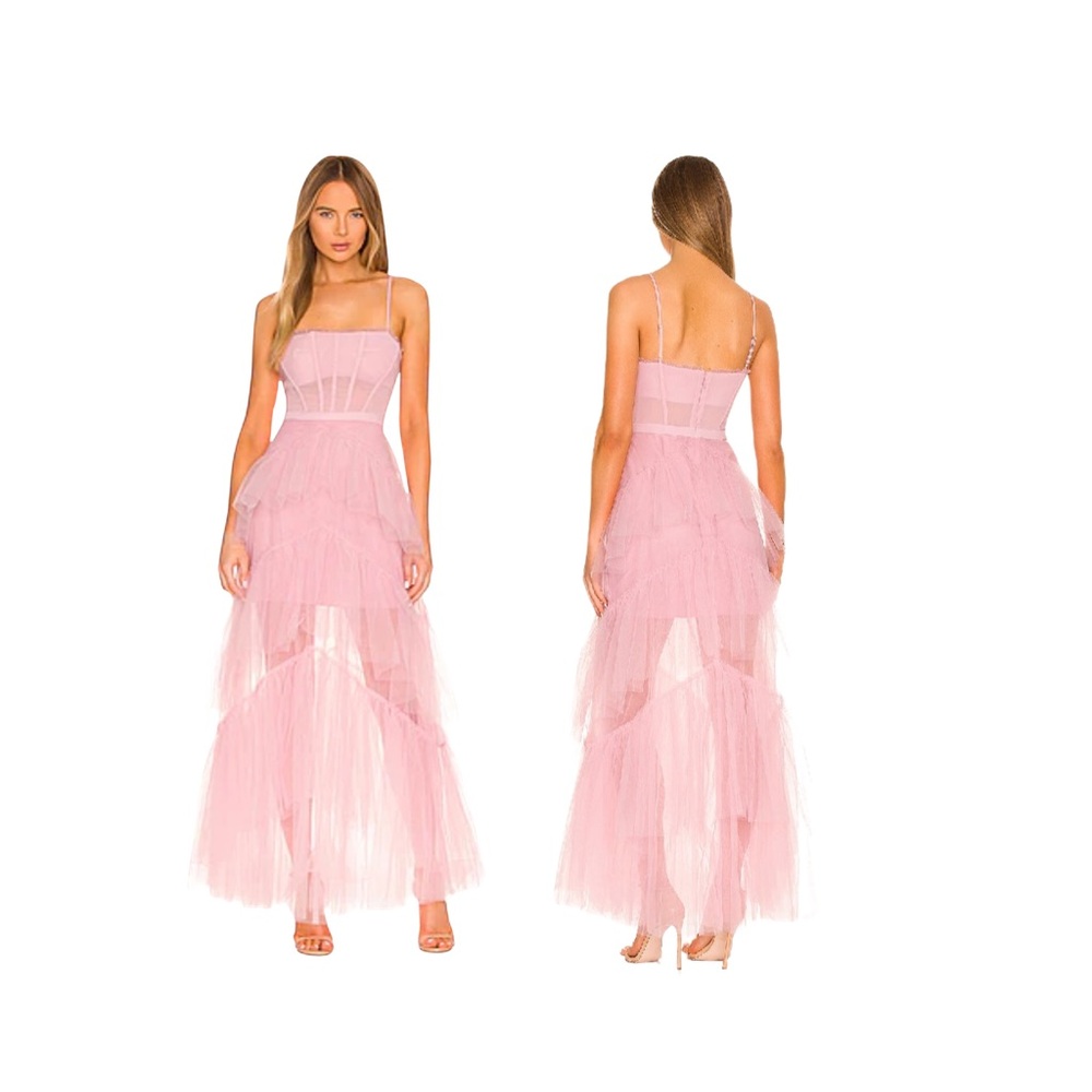 BCBGMAXAZRIA Corset Tulle Gown 0